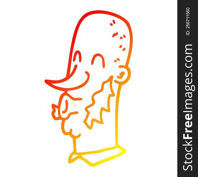 warm gradient line drawing of a cartoon man with muttonchop facial hair