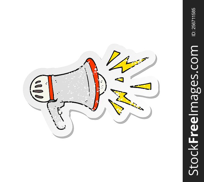 Retro Distressed Sticker Of A Cartoon Loudhailer