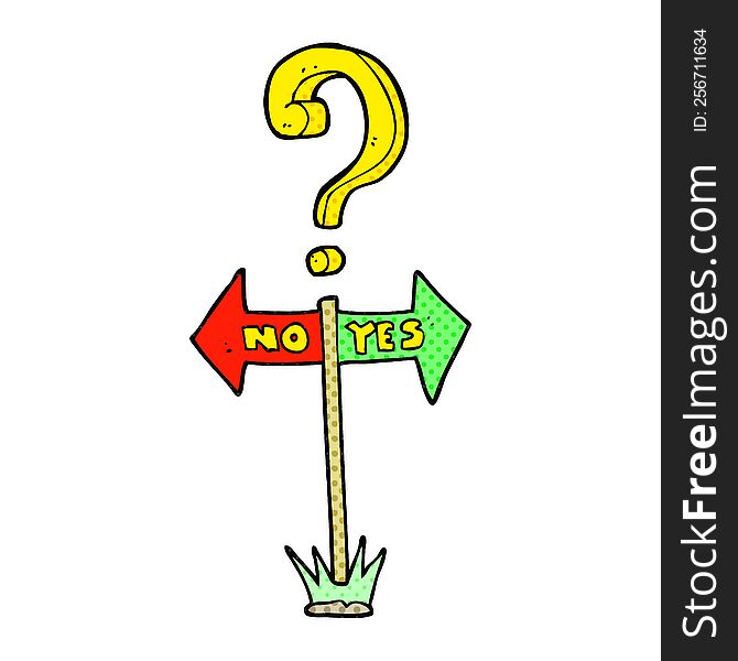 freehand drawn cartoon yes and no sign