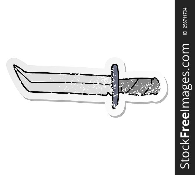 hand drawn distressed sticker cartoon doodle of a short dagger