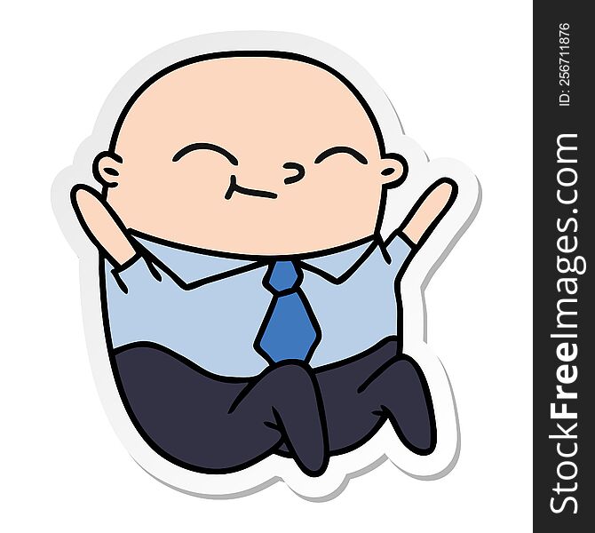 Sticker Cartoon Of Kawaii Bald Man