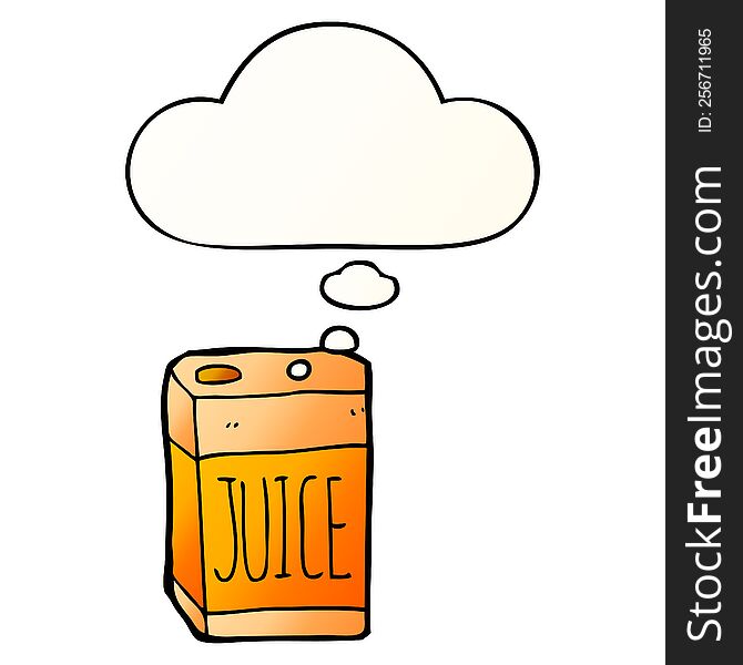 cartoon juice box with thought bubble in smooth gradient style
