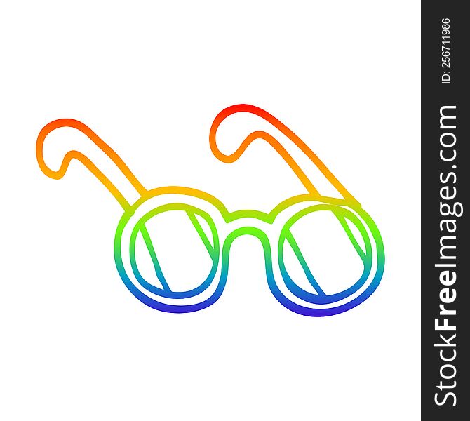 rainbow gradient line drawing of a cartoon sun glasses