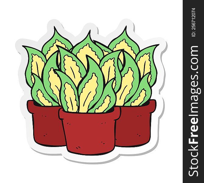 Sticker Of A Cartoon House Plants