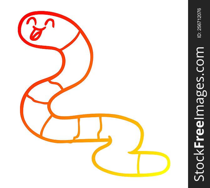 Warm Gradient Line Drawing Cartoon Worm