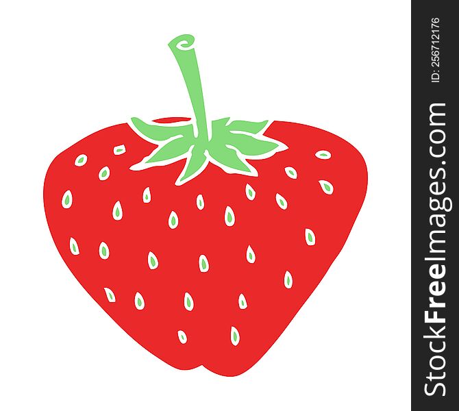Flat Color Illustration Of A Cartoon Strawberry
