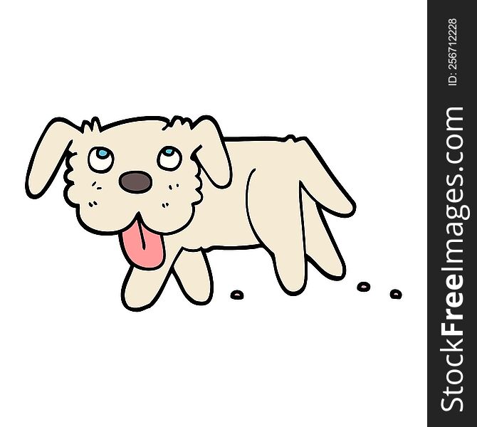 hand drawn doodle style cartoon happy dog