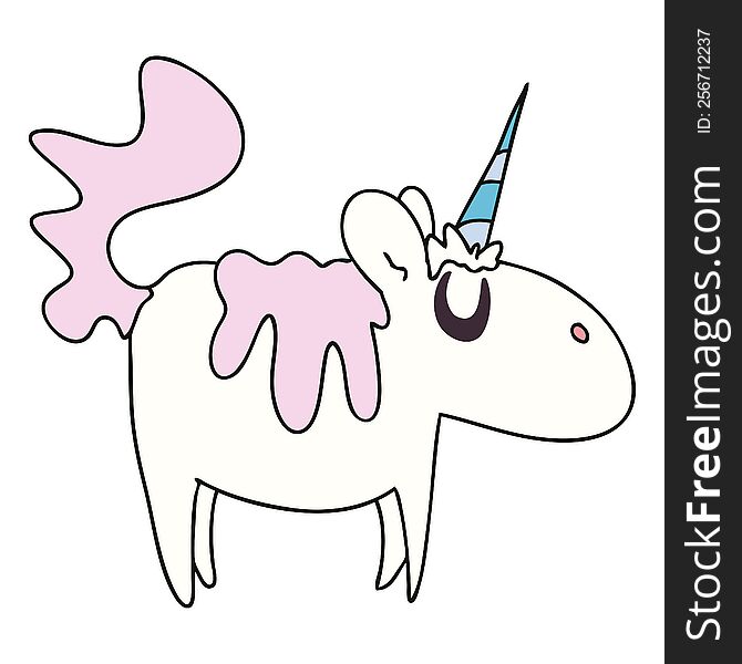 Quirky Hand Drawn Cartoon Unicorn