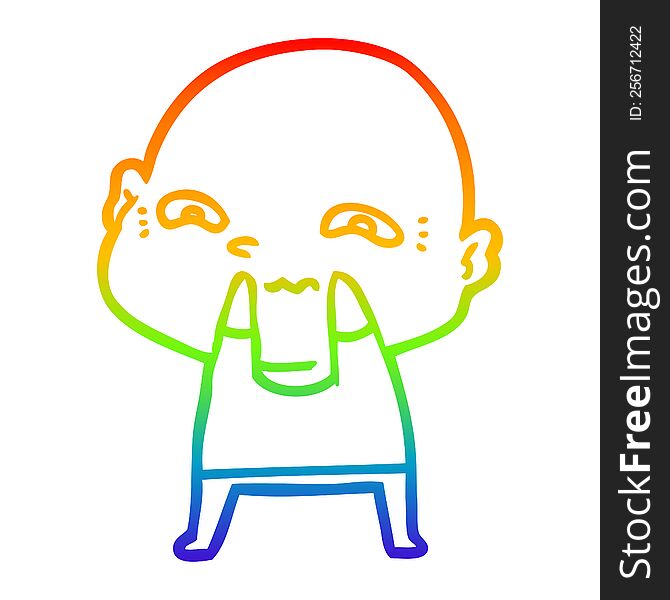 rainbow gradient line drawing of a cartoon creepy guy