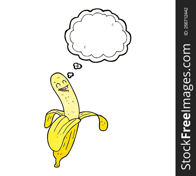 Thought Bubble Textured Cartoon Banana