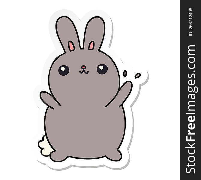 Sticker Of A Quirky Hand Drawn Cartoon Rabbit