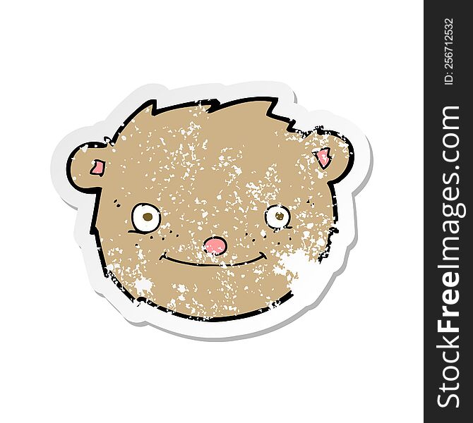 Retro Distressed Sticker Of A Cartoon Teddy Bear Head