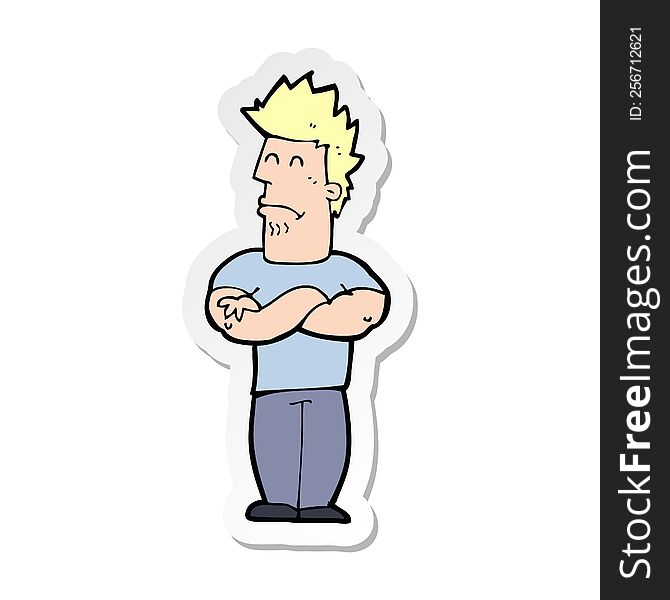Sticker Of A Cartoon Sulking Man