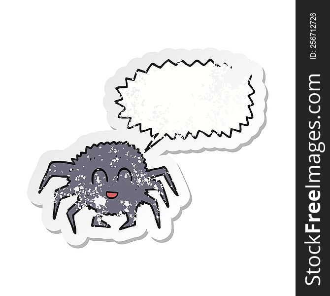 Retro Distressed Sticker Of A Cartoon Spider