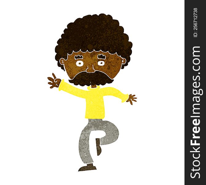 cartoon mustache man disco dancing