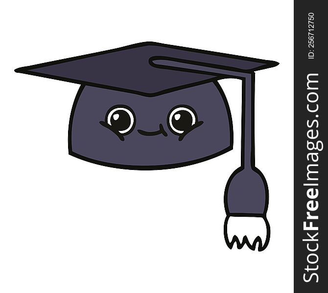 cute cartoon of a graduation hat. cute cartoon of a graduation hat