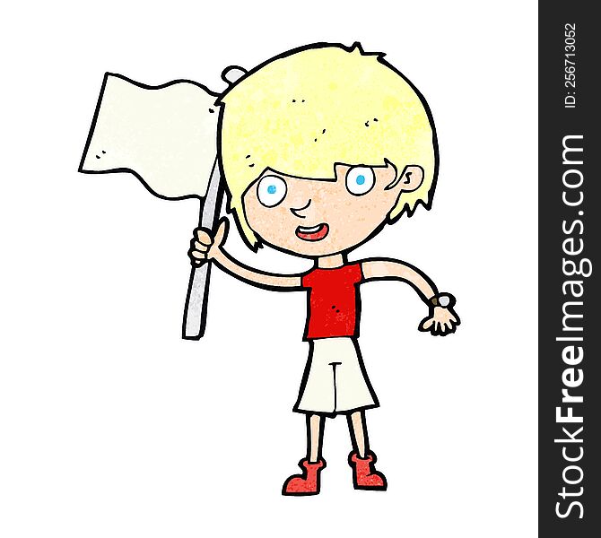 Cartoon Boy With Flag