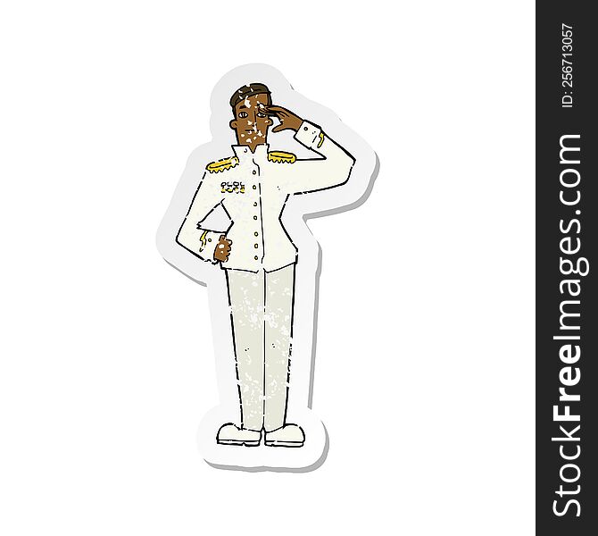 retro distressed sticker of a cartoon military man in dress uniform