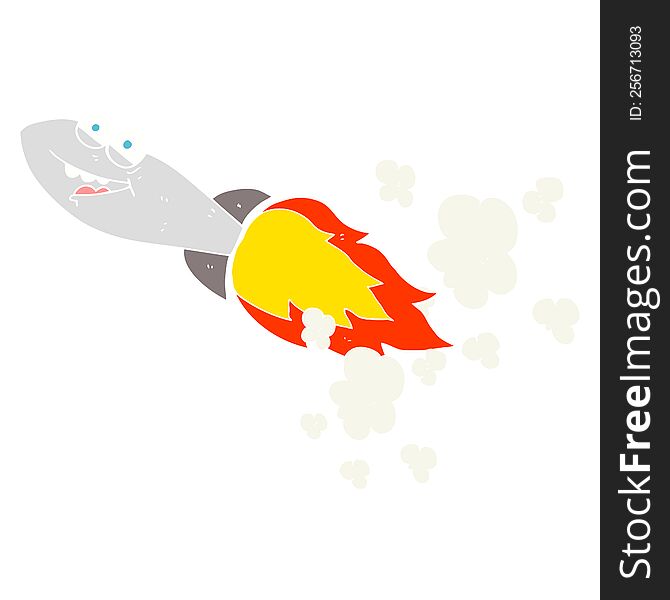 Flat Color Illustration Of A Cartoon Missile