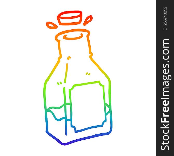 rainbow gradient line drawing of a cartoon drink in decanter