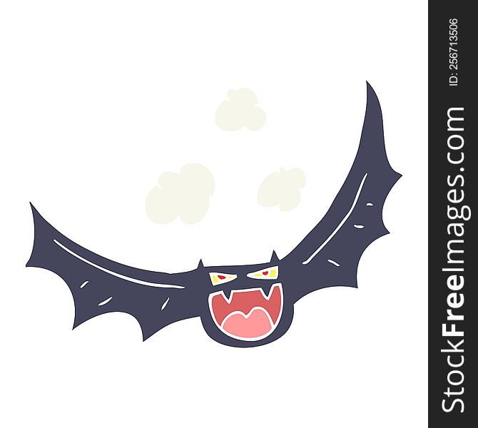 Flat Color Illustration Of A Cartoon Halloween Bat
