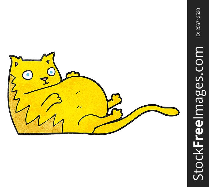 freehand textured cartoon fat cat
