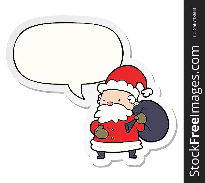 Cartoon Santa Claus And Speech Bubble Sticker