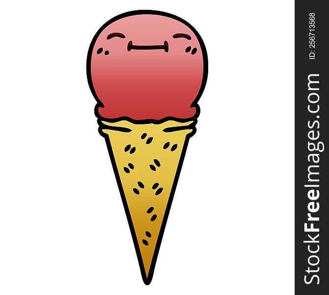 gradient shaded quirky cartoon happy ice cream. gradient shaded quirky cartoon happy ice cream