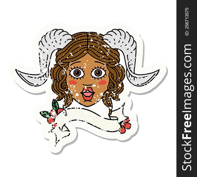 Retro Tattoo Style tiefling character face. Retro Tattoo Style tiefling character face