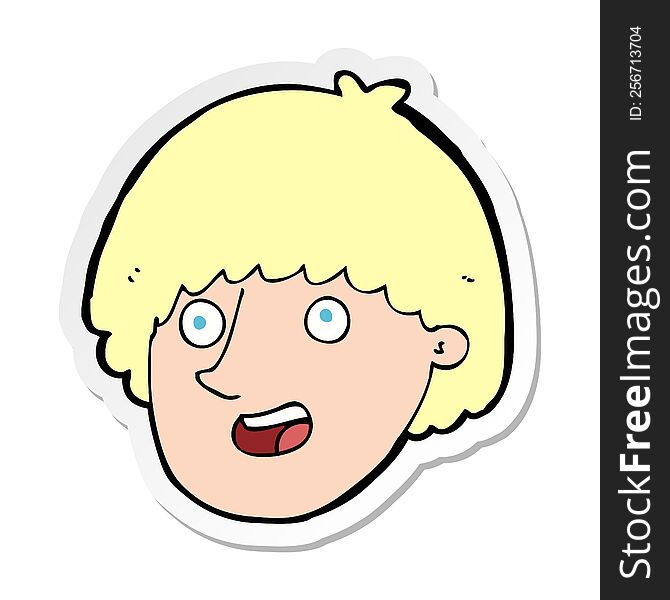 sticker of a cartoon happy male face