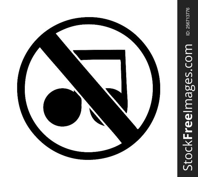 flat symbol of a no music sign. flat symbol of a no music sign