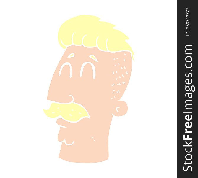 Flat Color Illustration Of A Cartoon Man With Hipster Hair Cut