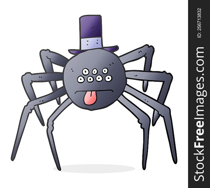Cartoon Halloween Spider In Top Hat