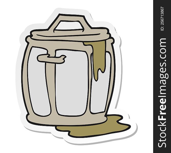 sticker of a cartoon dirty garbage can