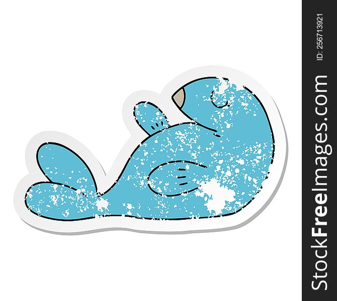 Distressed Sticker Of A Quirky Hand Drawn Cartoon Seal