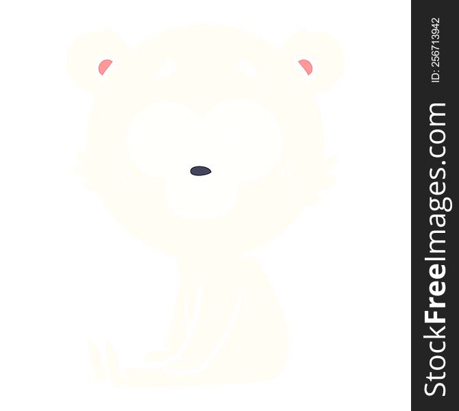 Nervous Polar Bear Flat Color Style Cartoon