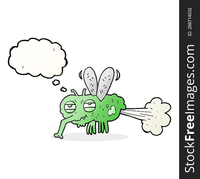 freehand drawn thought bubble cartoon gross farting fly
