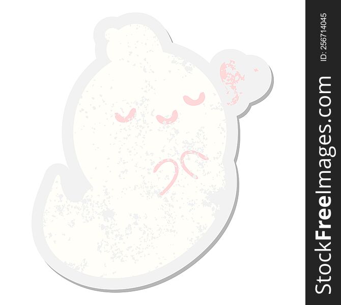 Cute Cartoon Ghost Grunge Sticker
