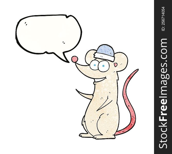 freehand speech bubble textured cartoon happy mouse