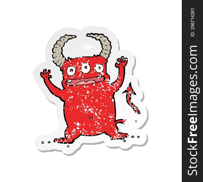 retro distressed sticker of a cartoon little devil