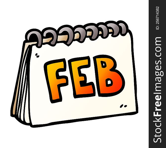 cartoon doodle calendar showing month of February