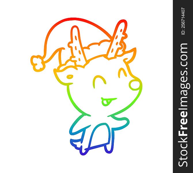 Rainbow Gradient Line Drawing Christmas Reindeer