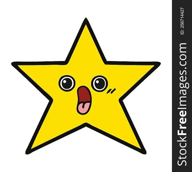 cute cartoon of a gold star. cute cartoon of a gold star
