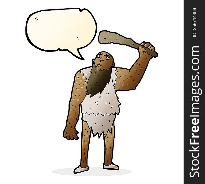 cartoon neanderthal with speech bubble