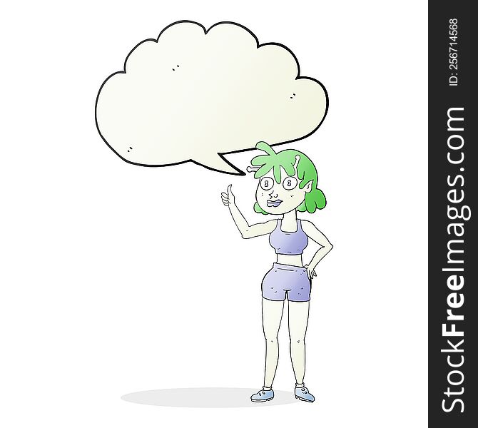 Speech Bubble Cartoon Alien Gym Girl