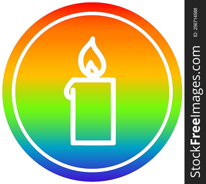 burning candle circular icon with rainbow gradient finish. burning candle circular icon with rainbow gradient finish