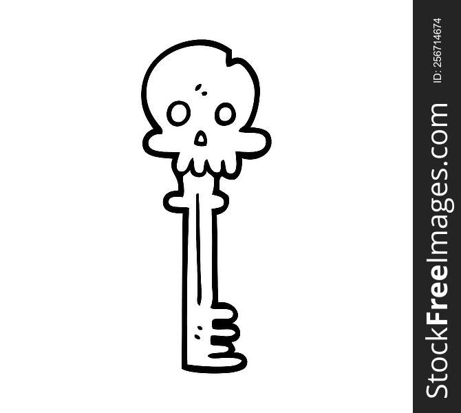 line drawing cartoon spooky skull key