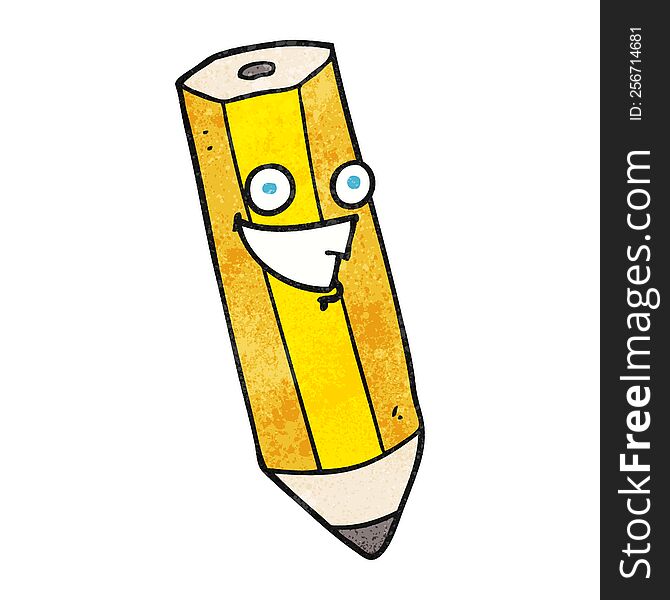 happy freehand textured cartoon pencil. happy freehand textured cartoon pencil