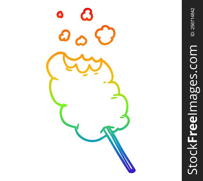rainbow gradient line drawing of a cartoon candy floss