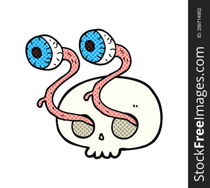 gross freehand drawn comic book style cartoon skull with eyeballs. gross freehand drawn comic book style cartoon skull with eyeballs